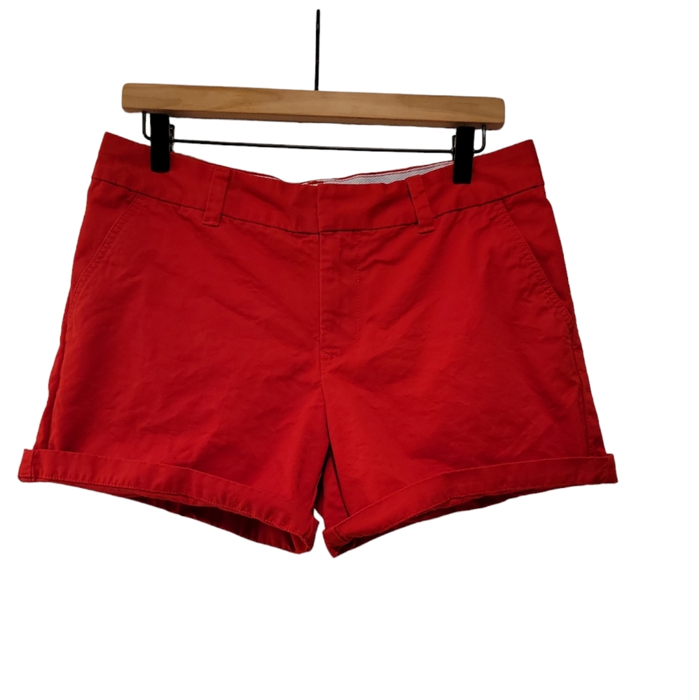 Tommy Hilfiger, Shorts, Red, Cotton, Folded at Bottom, Women's sz 8, L- 13.5 Inc